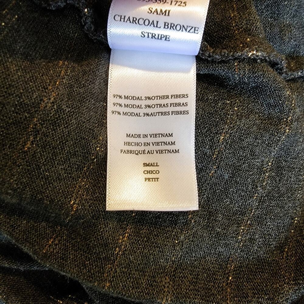 Rails Sami Charcoal Bronze Stripe Modal Blend Tee - image 5